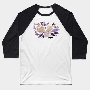 Watercolor flower bouquet - purple and beige Baseball T-Shirt